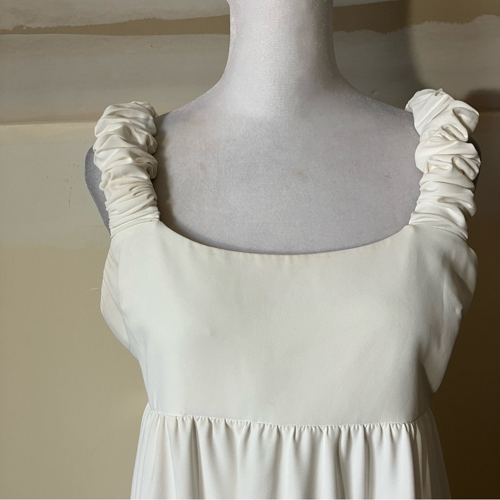 Amanda Uprichard Tiered Nicolia Mini Babydoll Dress in Ivory White size Medium - Picture 9 of 11